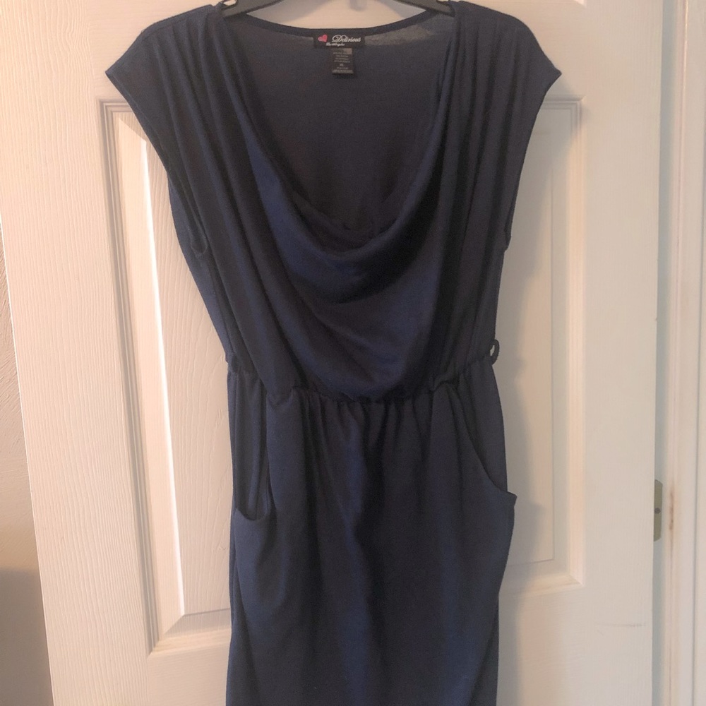 Navy blue shirt dress… with pockets!